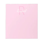 Bloc-note Nom de la fille mignonne Monogrammed | Rose et bla (Devant)