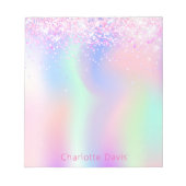 Bloc-note Nom de la parties scintillant violet rose holograp (Devant)