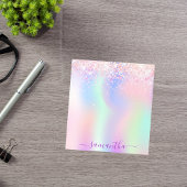 Bloc-note Nom de la parties scintillant violet rose holograp