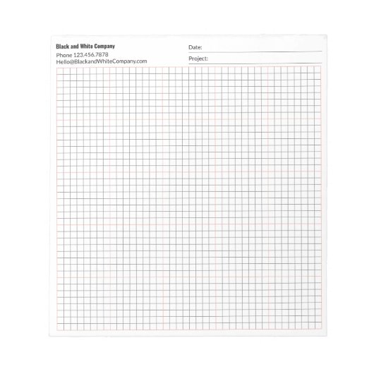 Bloc-note Nom de la société commerciale Date du projet Graph (Devant)