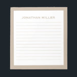 Bloc-note Nom de la typographie simple en beige blanc<br><div class="desc">Un bloc-notes professionnel doublé d'un design minimaliste dans les tons beige et blanc. Originale monogramme personnalisé et nom sur un simple arrière - plan blanc,  encadré par une bordure beige. Personnalisez-vous en utilisant les champs fournis ou utilisez le bouton "message" pour contacter le concepteur pour obtenir de l'aide.</div>