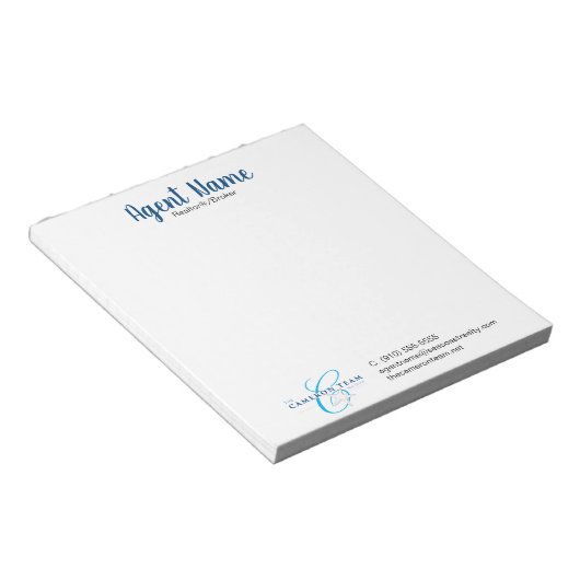 Bloc-note Nom de l'agent personnalisé (Incliné)