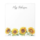 Bloc-note Nom de l'appréciation de l'enseignant de tournesol (Devant)