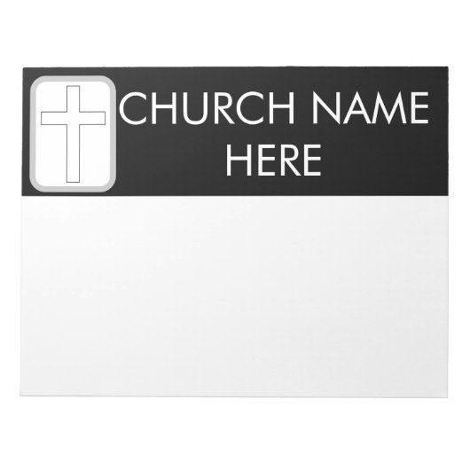 Bloc-note Nom de l'église avec le pasteur croisé chrétien (Devant)