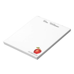 Bloc-note Nom de l'enseignant École Aquarelle Rouge Pomme