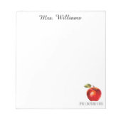 Bloc-note Nom de l'enseignant École Aquarelle Rouge Pomme (Devant)