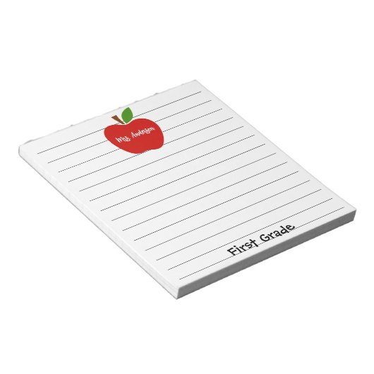 Bloc-note Nom de l'enseignant et pomme de qualité (Incliné)