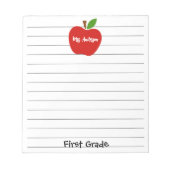 Bloc-note Nom de l'enseignant et pomme de qualité (Devant)