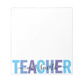 Bloc-note Nom de l'enseignant Script Bleu et Violet Hommes (Devant)