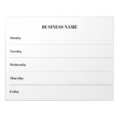 Bloc-note Nom de l'entreprise du calendrier de semaine (Devant)