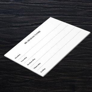 Bloc-note Nom de l'entreprise du calendrier de semaine
