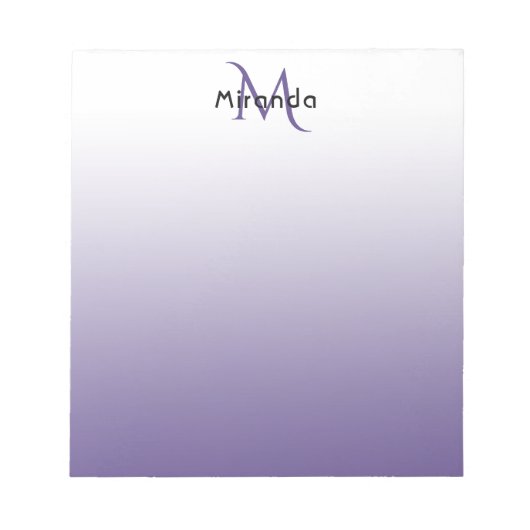 Bloc-note Nom de monogramme blanc violet (Devant)