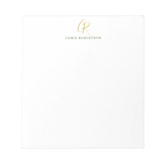 Bloc-note Nom de monogramme de calligraphie couleur or noir  (Devant)