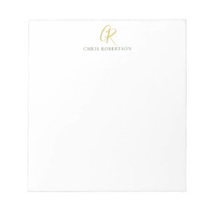 Bloc-note Nom de monogramme de calligraphie couleur or noir 