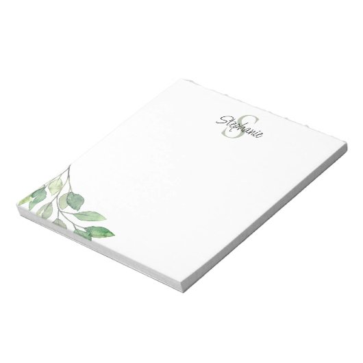 Bloc-note Nom de monogramme personnalisé Aquarelle (Tourné)