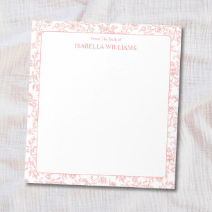 Bloc-note Nom de monogramme personnalisé Fleur vintage Flora