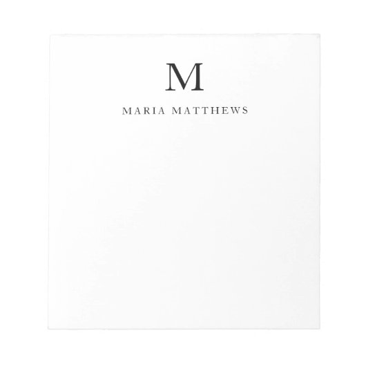 Bloc-note Nom de monogramme personnalisé minimal professionn (Devant)