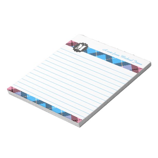 Bloc-note Nom de script élégant Monogramme personnalisé Tart (Tourné)