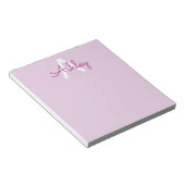 Bloc-note Nom de script & monogramme | Magenta & Violet clai (Incliné)