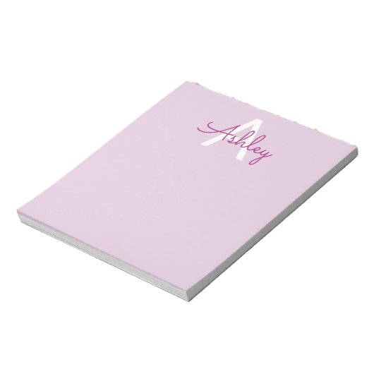 Bloc-note Nom de script & monogramme | Magenta & Violet clai (Tourné)