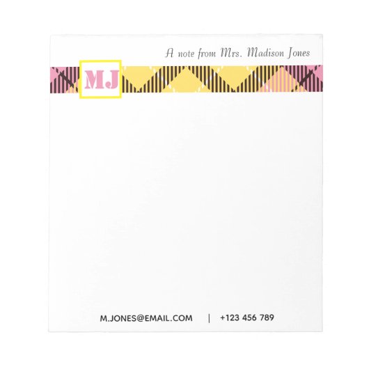 Bloc-note Nom de script professionnel Moderne Monogramme Pla (Devant)