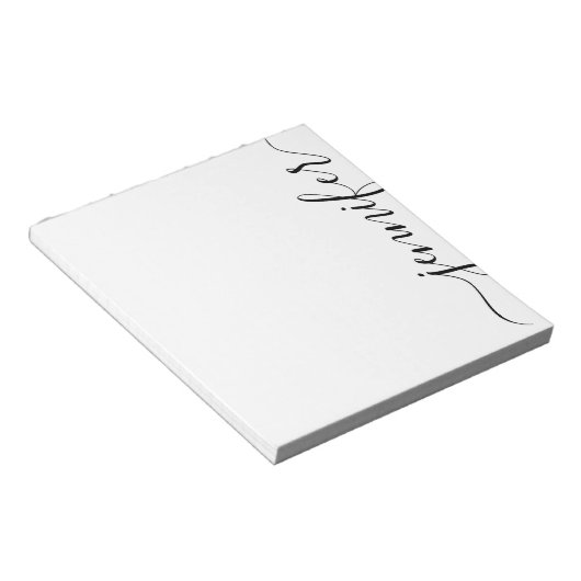 Bloc-note Nom de script tendance, noir blanc personnalisé (Incliné)