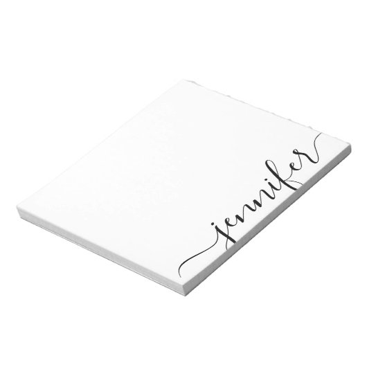 Bloc-note Nom de script tendance, noir blanc personnalisé (Tourné)