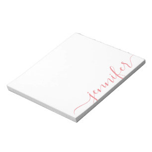 Bloc-note Nom de script tendance, rose personnalisé