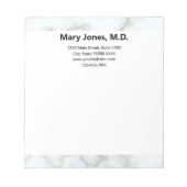 Bloc-note Nom du bureau du médecin Adresse Téléphone Marbre  (Devant)