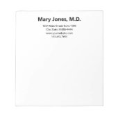 Bloc-note Nom du cabinet du médecin Adresse Téléphone simple (Devant)