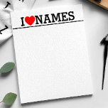 Bloc-note Nom du coeur<br><div class="desc">Inscrivez votre nom ou votre texte sur le nom Section.</div>