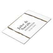 Bloc-note Nom du couple cadre doré gris bordure date de mari (Incliné)