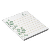 Bloc-note Nom du monogramme Aquarelle Eucalyptus Gold Lined (Incliné)
