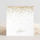 Bloc-note Nom du monogramme de la Parties scintillant d'or<br><div class="desc">Bloc-notes Glam Gold Parties scintillant Élégant Monogramme. Personnalisez facilement ce bloc-notes chic et branché avec une élégante parties scintillant dorée brillante sur un arrière - plan noir. Le design comprend votre monogramme manuscrit avec de jolis tourbillons et nom.</div>