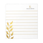 Bloc-note Nom du monogramme Golden Feuilles Gold Linked (Devant)
