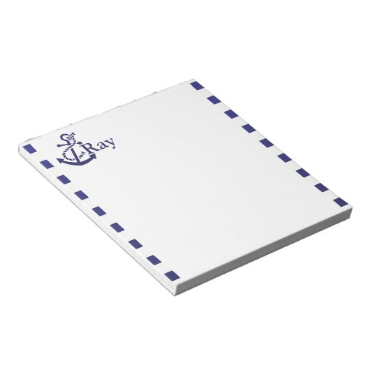 Bloc-note Nom du monogramme nautique de l'Ancre (Incliné)