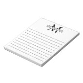 Bloc-note Nom du monogramme noir personnalisé lié (Tourné)