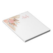 Bloc-note Nom du monogramme Pampas Grass Floral (Incliné)