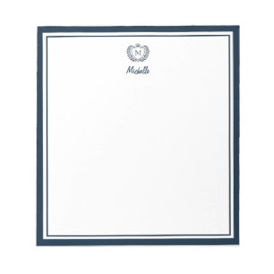 Bloc-note Nom du monogramme personnalisé Royal Crest Emblem 