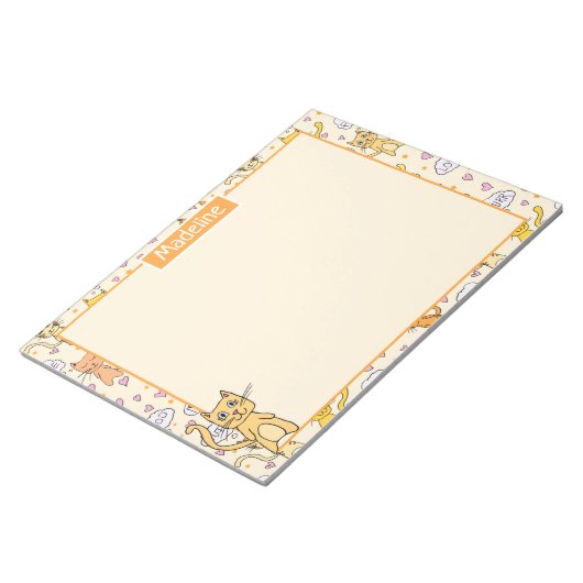 Bloc-note Nom du Motif de chat Cute (Incliné)