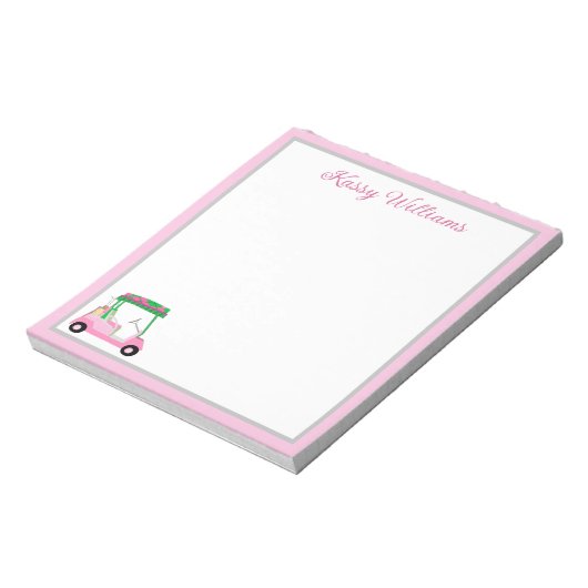 Bloc-note Nom du panier de golf rose personnalisé (Tourné)