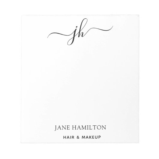 Bloc-note Nom du script de monogramme du logo personnalisé (Devant)