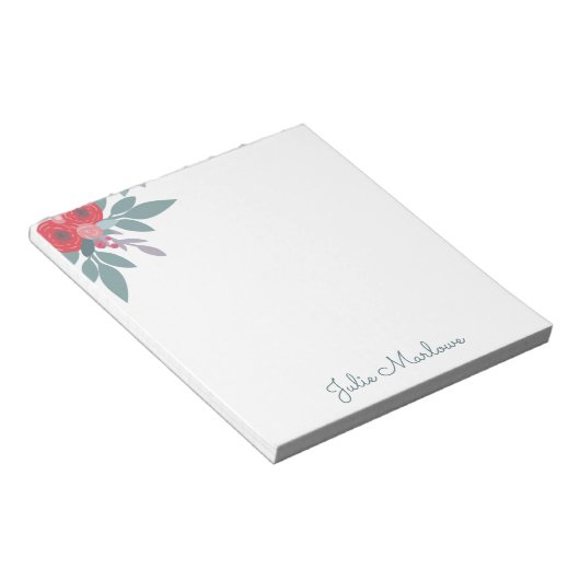 Bloc-note Nom du script Edge floral (Incliné)