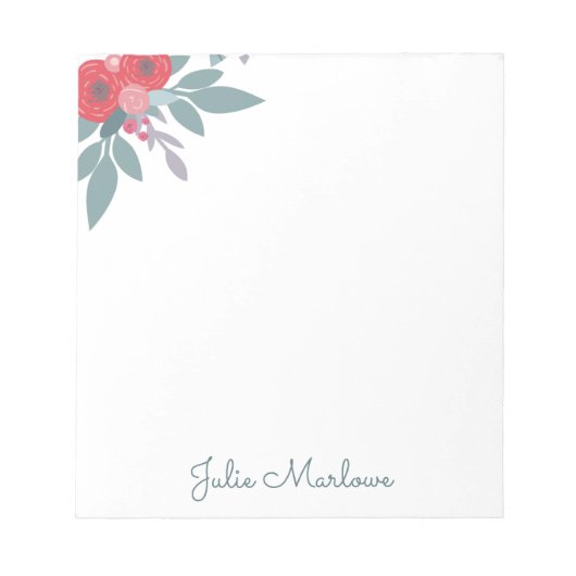 Bloc-note Nom du script Edge floral (Devant)