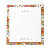 Bloc-note Nom du script super Retro Floral & Custom Business (Devant)