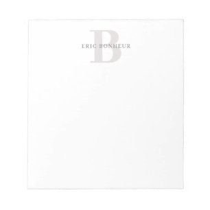 Bloc-note Nom et monogramme moderne élégant
