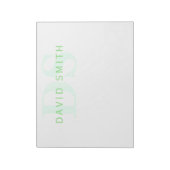 Bloc-note Nom et monogramme modernes | Vert et blanc (Tourné)