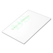 Bloc-note Nom et monogramme modernes | Vert et blanc (Incliné)