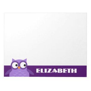 Bloc-note Nom fait sur commande de hibou pourpre mignon pour
