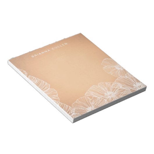 Bloc-note Nom floral or rose (Incliné)